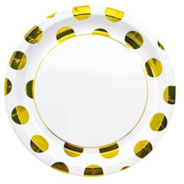 Piatti Gold Dots Pz.8 Cm.23 - Metallic