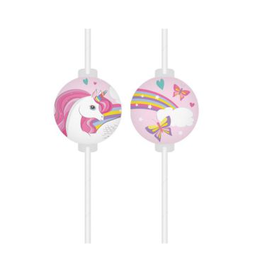 Cannucce unicorno arcobaleno pz.6