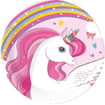 Piattini Unicorno Arcobaleno Pz.8