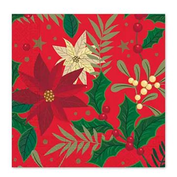 Tovaglioli Natale Holly Poinsettia Pz.20