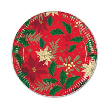 Piatti Natale Holly Poinsettia Pz.8