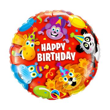 Palloncino Compleanno Animali Pz.1 Mylar Tondo 18" Cm.45