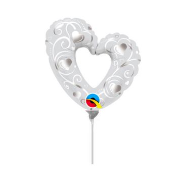 PALLONCINO CUORE BIANCO FILIGREE PZ.5