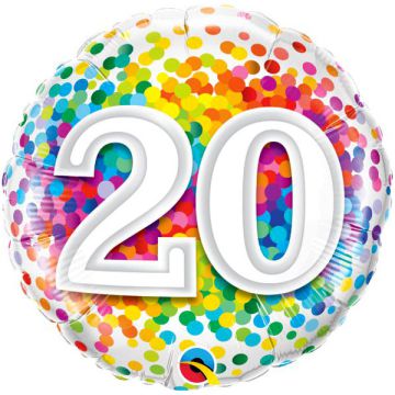 PALLONCINO 20° COMPLEANNO CONFETTI PZ.1