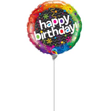 Palloncino Compleanno Party Pz.5 Mylar Mini 9" Cm.23 Da Saldare Esclusa Bacchetta