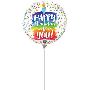 Palloncino Compleanno Torta Pz.5 Mylar Mini 9" Cm.23 Da Saldare Esclusa Bacchetta
