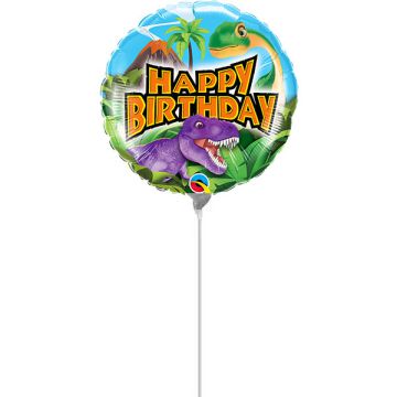 Palloncino Compleanno Dinosauri Pz.5 Mylar Mini 9" Cm.23 Da Saldare Esclusa Bacchetta