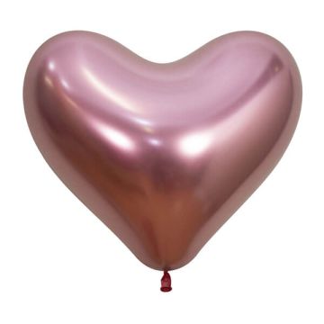 Palloncino cuore rosa reflex 14" pz.12