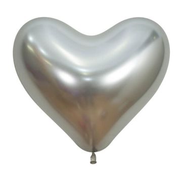 Palloncino cuore argento reflex 14" pz.12