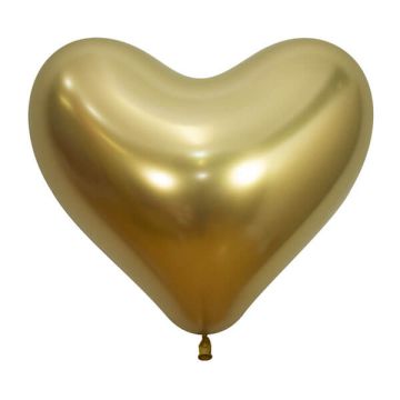Palloncino cuore oro reflex 14" pz.12