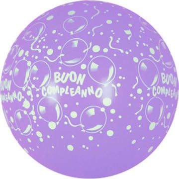 Palloncino Buon Compleanno (36") Pz.5 Colore Standard Lilla 050  Stampa Bianca Cm.90