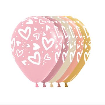 Palloncino Cuori Luminosi (12") Pz.50 Colore Standard E Metallizzato Assortito  Cm.30