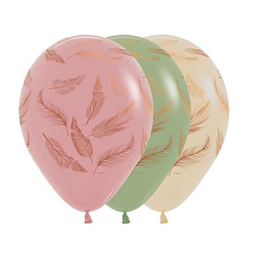 Palloncino Piume (12") Pz.50 COLORE STANDARD ASSORTITO  STAMPA ORO CM.30