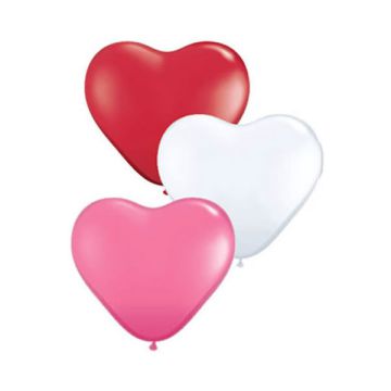 Palloncino Cuore Assortito 12" Pz.100 Colore Standard Cm.30  Bianco Rosso Fucsia Rosa