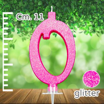 CANDELINA NUMERO 0 FUCSIA GLITTER PZ.1