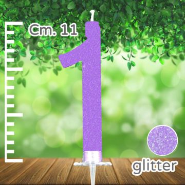 CANDELINA NUMERO 1 LILLA GLITTER PZ.1