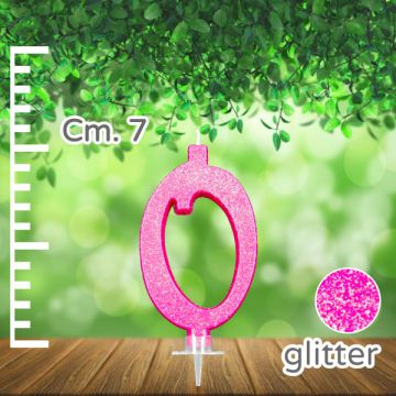 CANDELINA NUMERO 0 FUCSIA GLITTER PZ.1