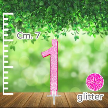 CANDELINA NUMERO 1 FUCSIA GLITTER PZ.1