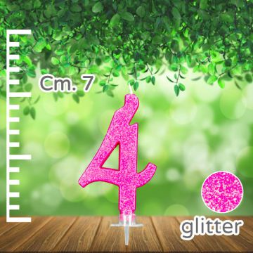 CANDELINA NUMERO 4 FUCSIA GLITTER PZ.1