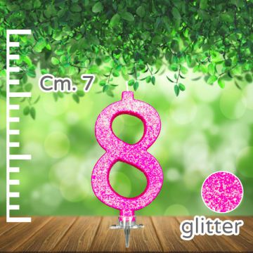 CANDELINA NUMERO 8 FUCSIA GLITTER PZ.1