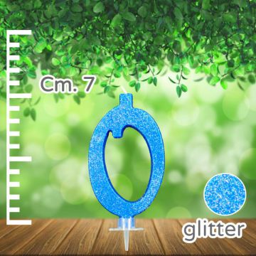 CANDELINA NUMERO 0 AZZURRA GLITTER PZ.1