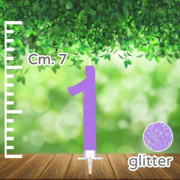 CANDELINA NUMERO 1 LILLA GLITTER PZ.1