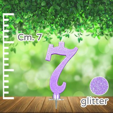 CANDELINA NUMERO 7 LILLA GLITTER PZ.1