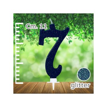 CANDELINA NUMERO 7 NERA GLITTER PZ.1
